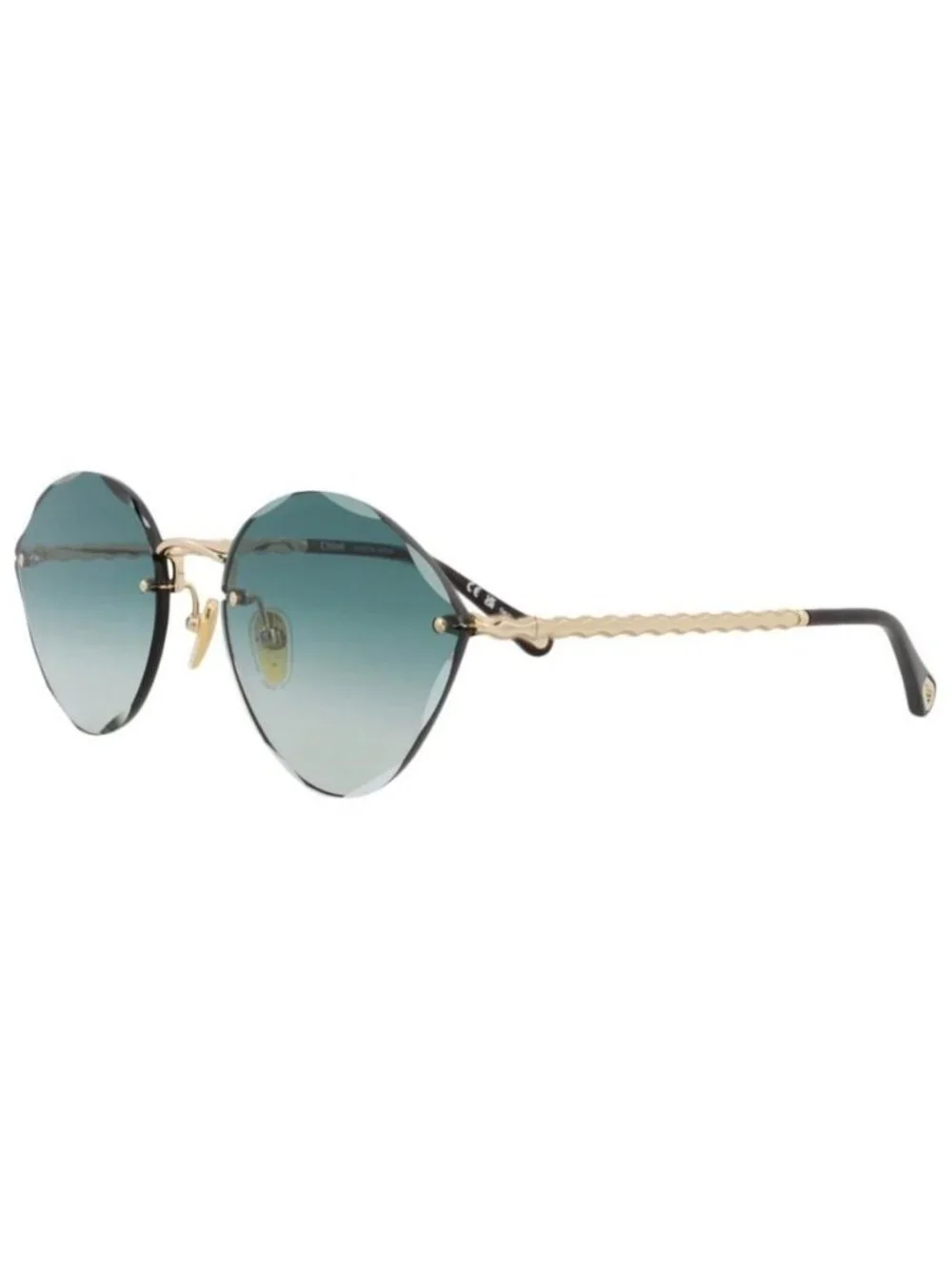 New Chloé Womens Cat Eye Gold Gold Green Fashion Designer Sunglasses